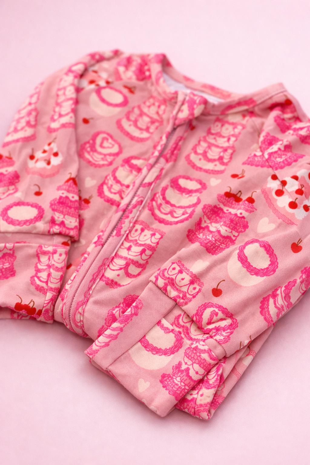 Pink Cake Zipper Onesie
