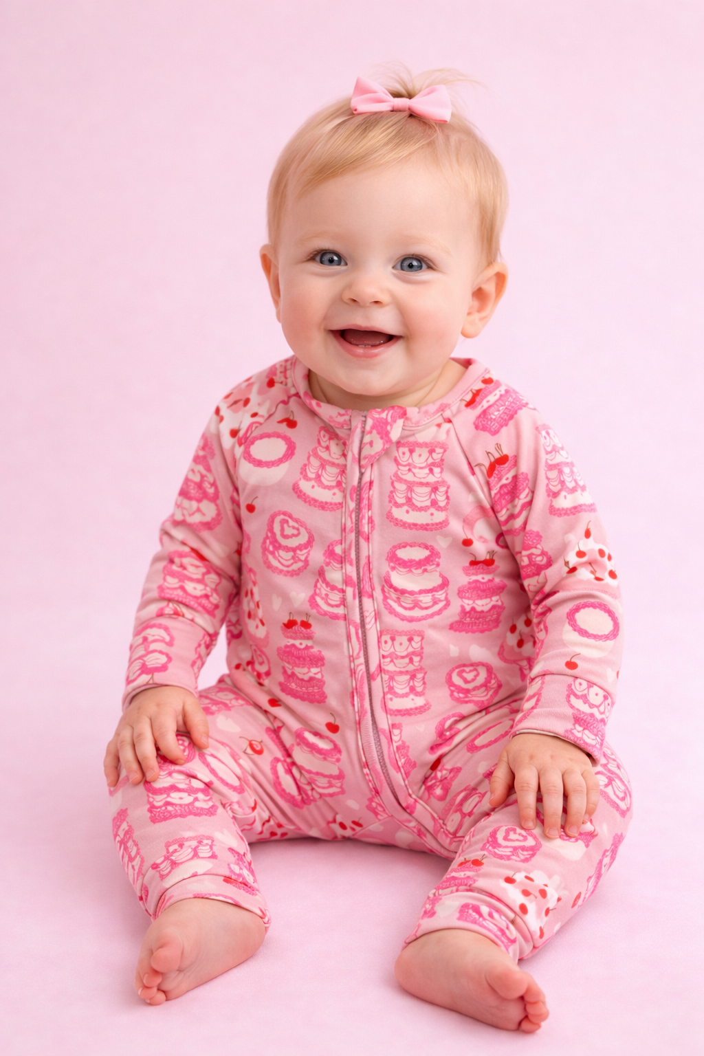 Pink Cake Zipper Onesie