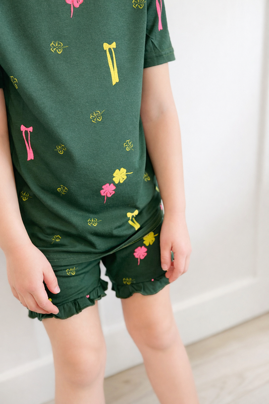 Clover & Bows Toddler Ruffle Shorts Set
