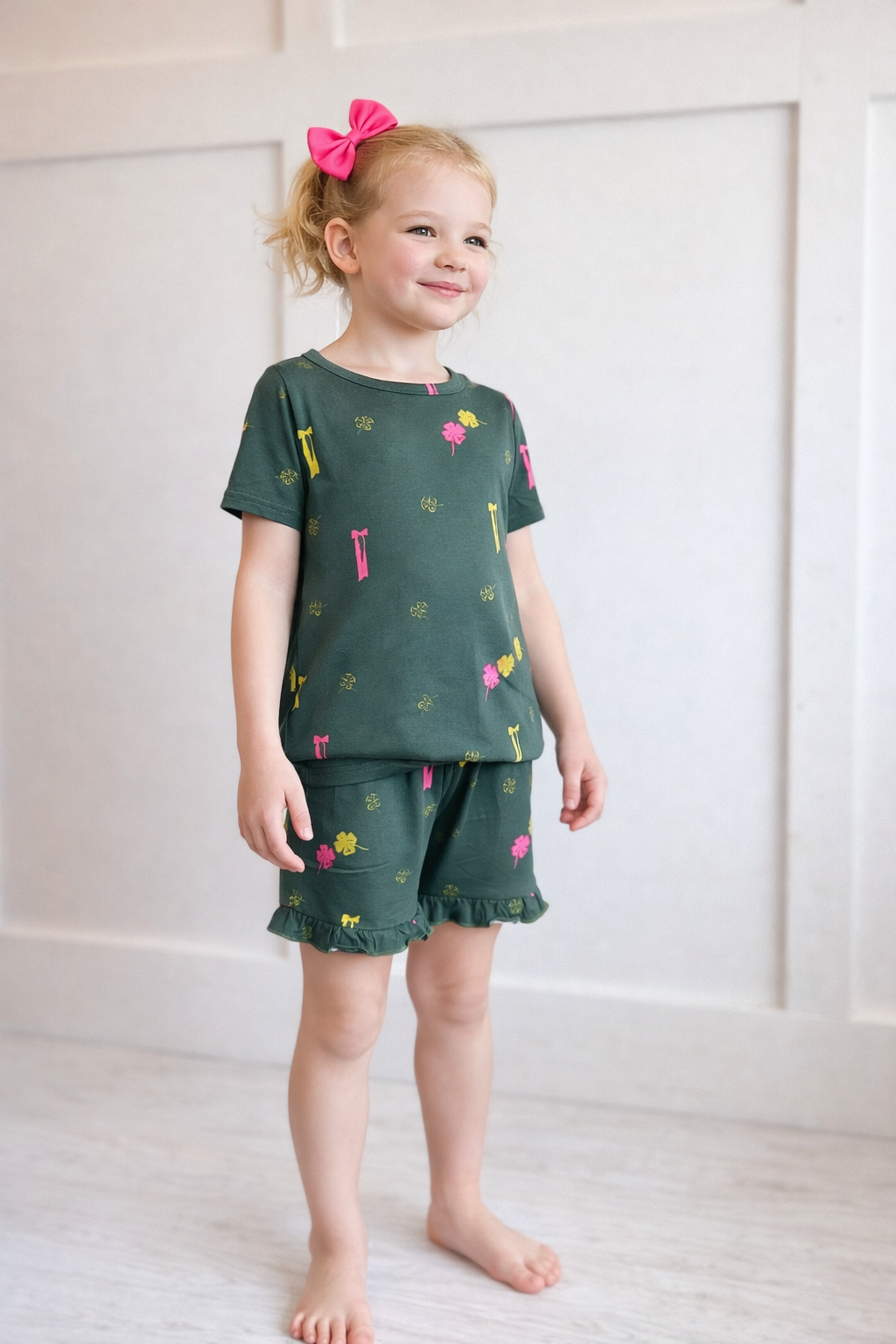 Clover & Bows Toddler Ruffle Shorts Set