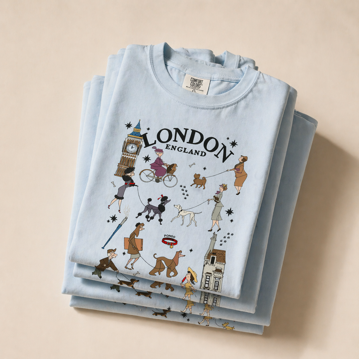 London Dog Walk Blue Version- Matching Sizes Available 4.24