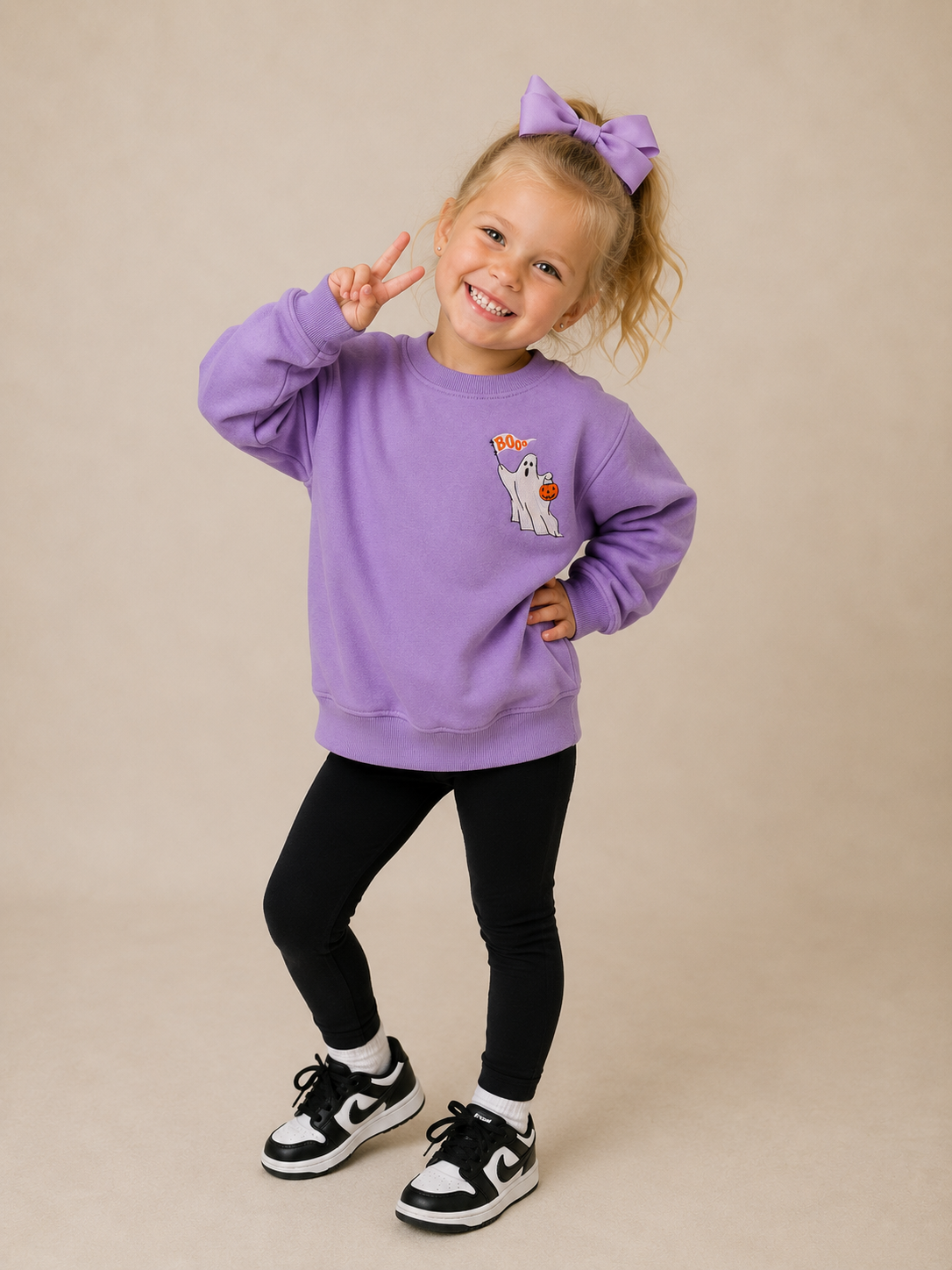 Boo Trick or Treater Embroidered Crewneck- Toddler (Charcoal/Purple Options)