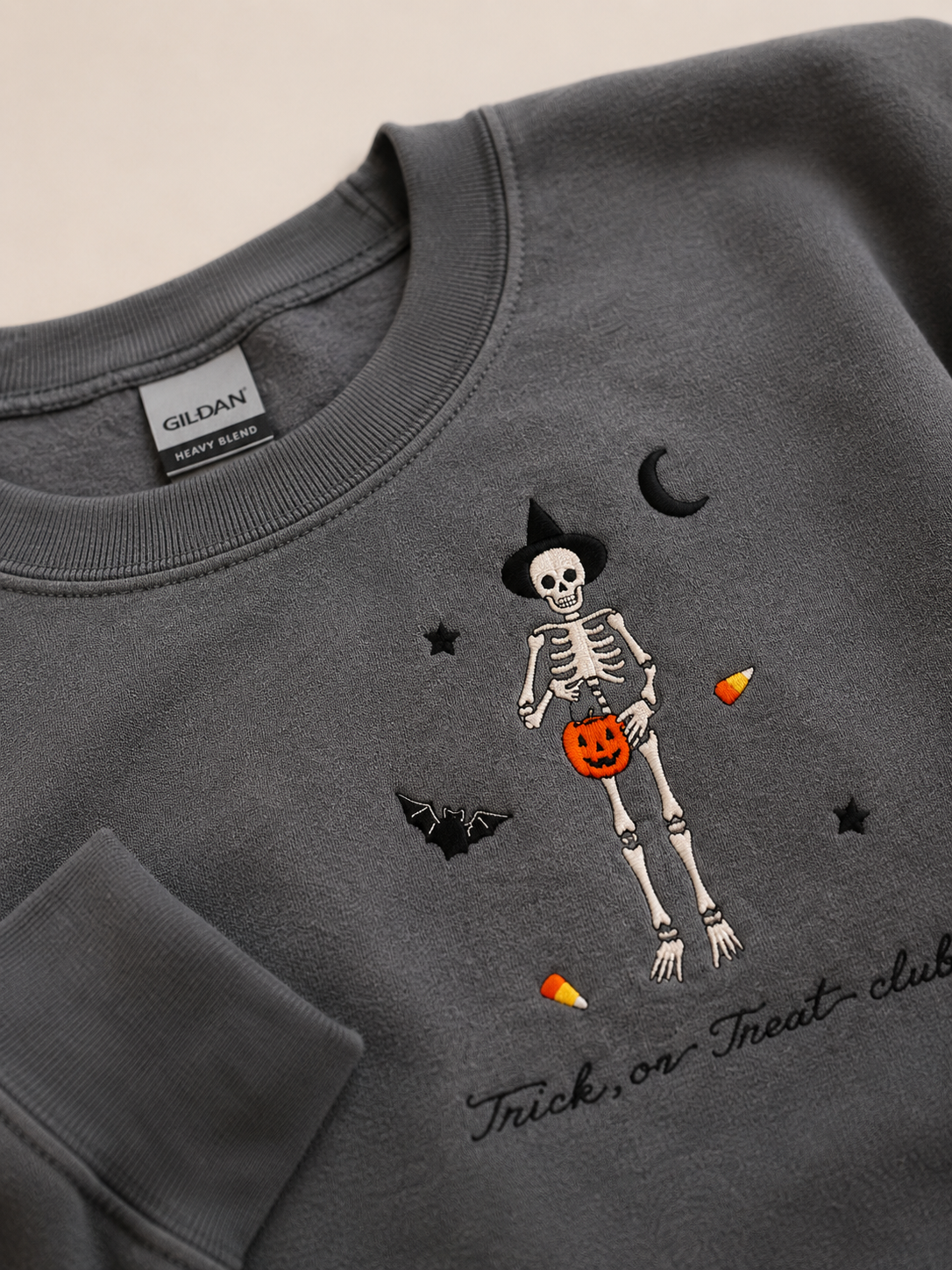 Trick or Treat  Club Halloween Embroidered Crewneck- Adult