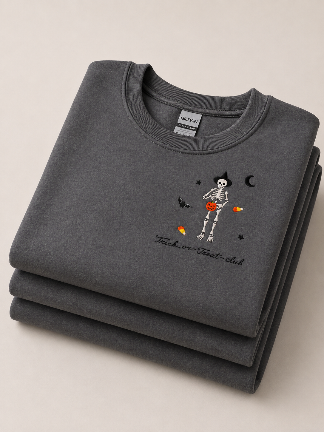 Trick or Treat  Club Halloween Embroidered Crewneck- Adult