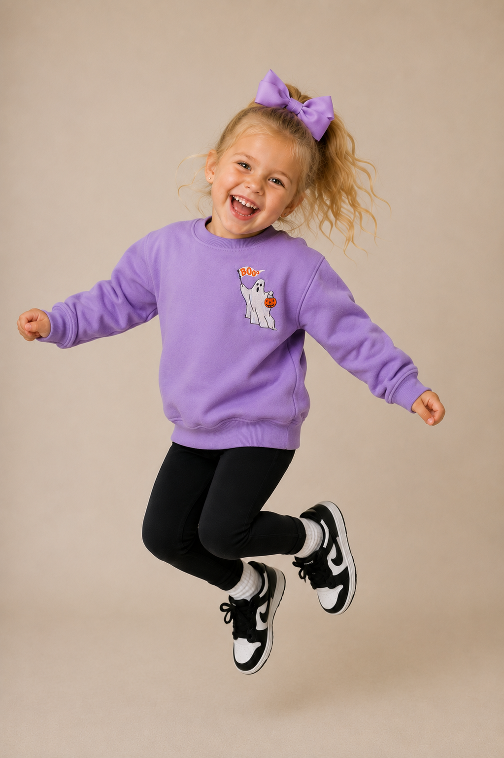 Boo Trick or Treater Embroidered Crewneck- Toddler (Charcoal/Purple Options)