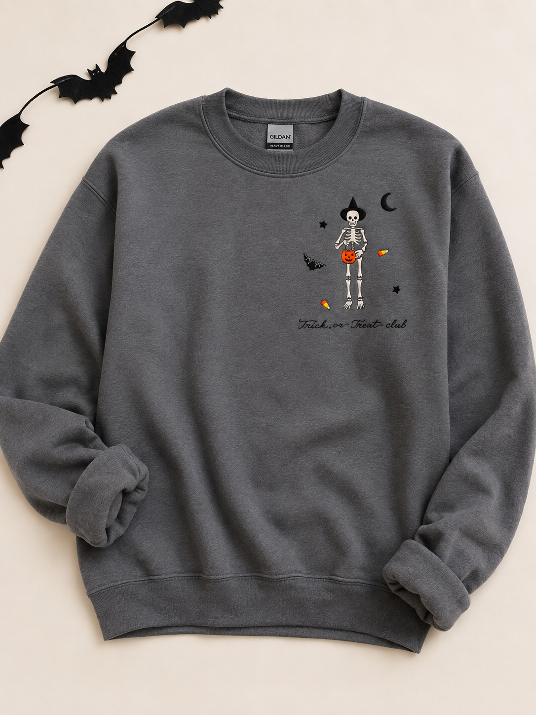 Trick or Treat  Club Halloween Embroidered Crewneck- Adult