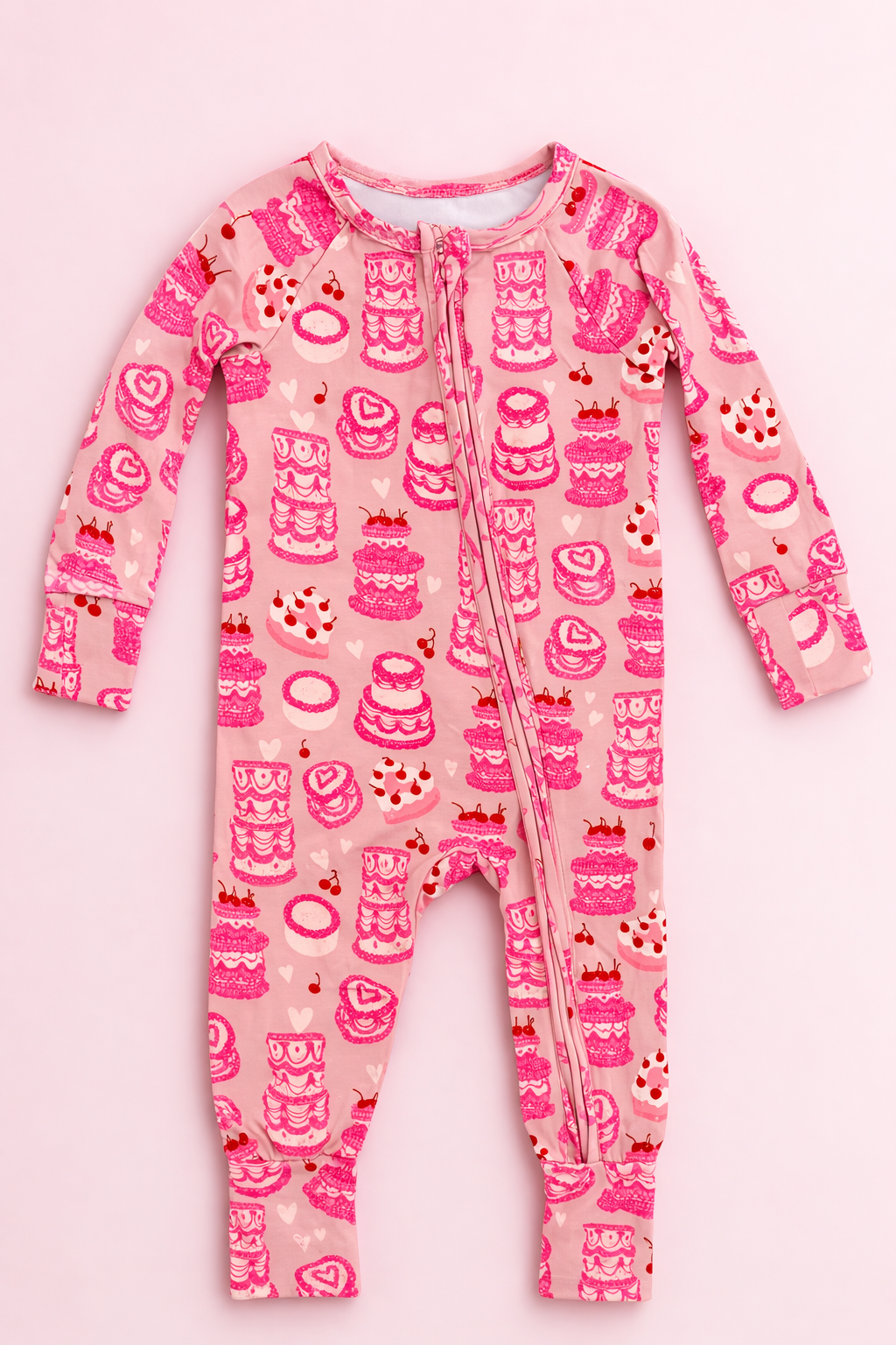 Pink Cake Zipper Onesie