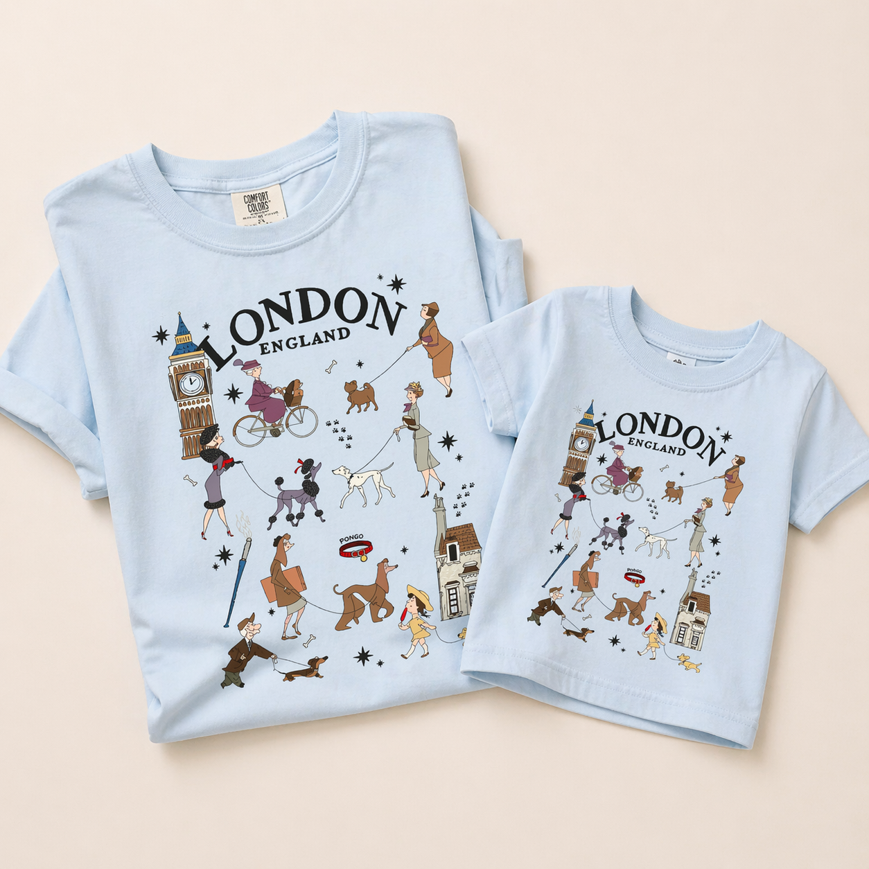 London Dog Walk Blue Version- Matching Sizes Available 4.24