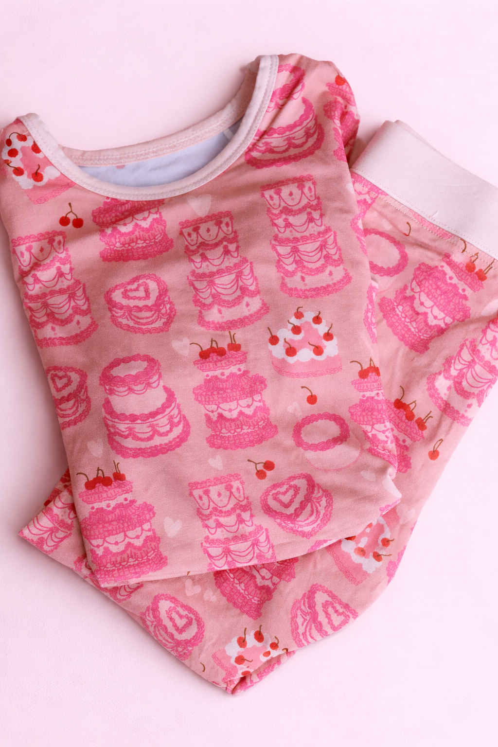 Pink Cake Toddler Pant & Short Sleeve Set