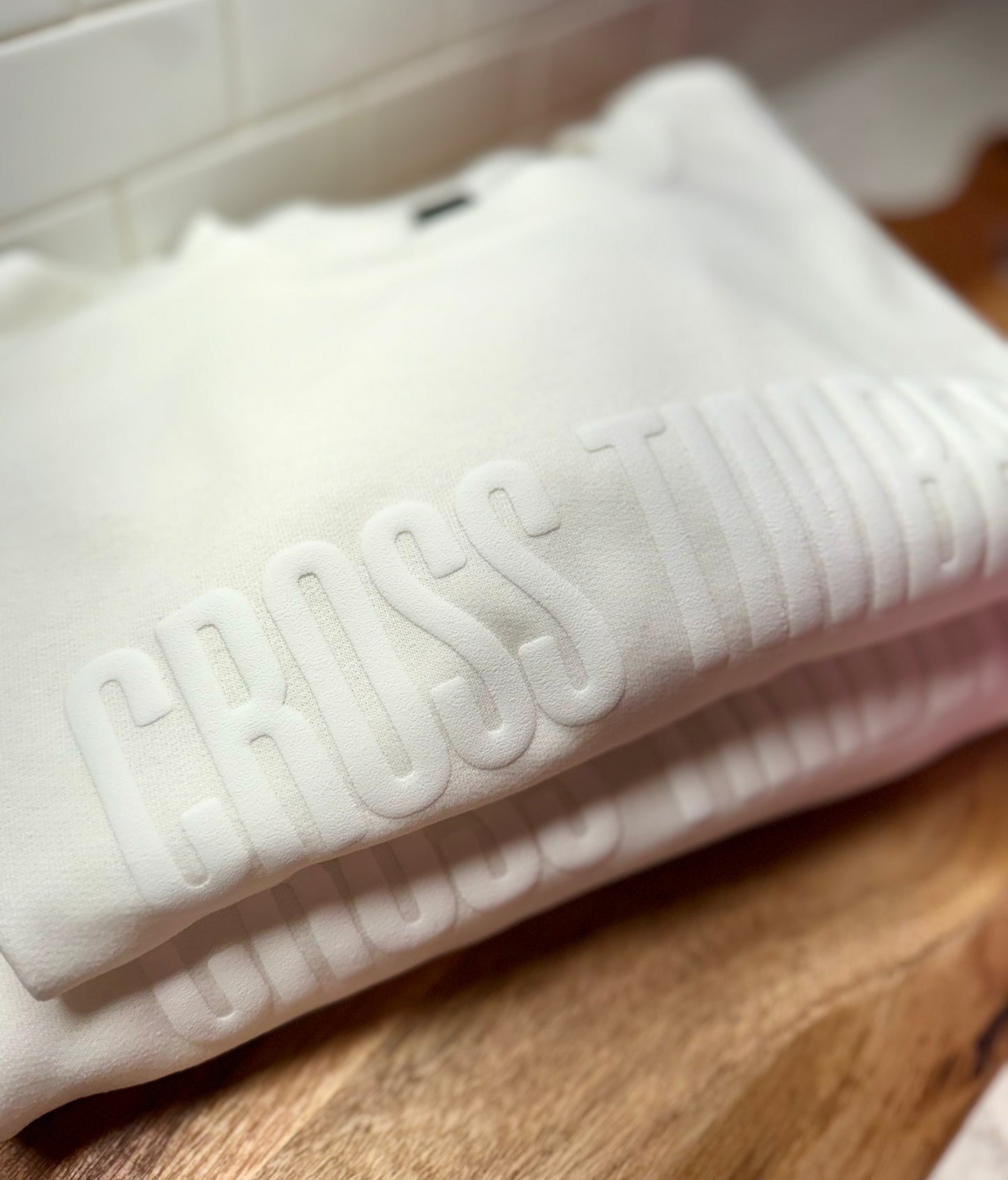 Cross Timbers White Puff Tees/Sweatshirts (30% off at check out)